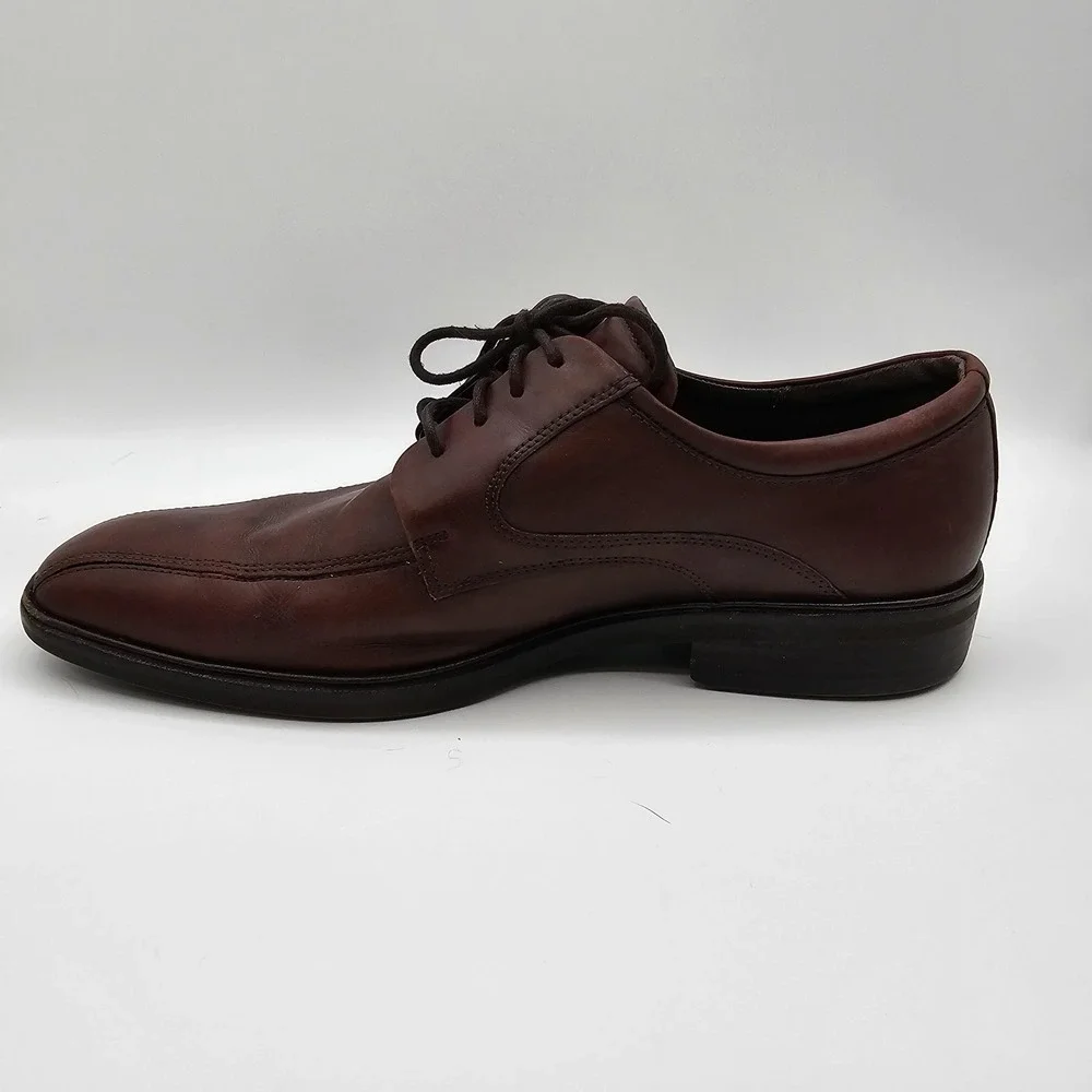 Ecco Shoes Mens Size 9.5‎ Brown Leather Derby Dress Lace Up Comfort Square Toe